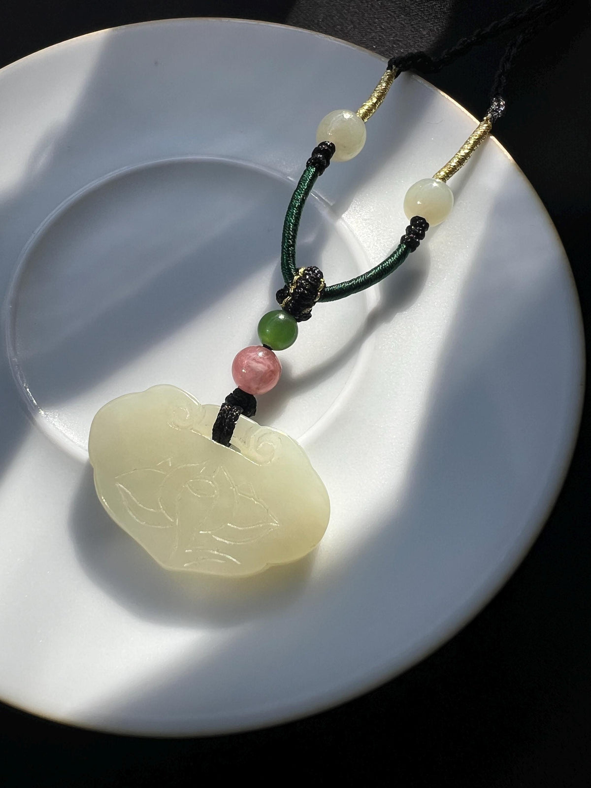 Pale Green Nephrite Peace Lock Pendant