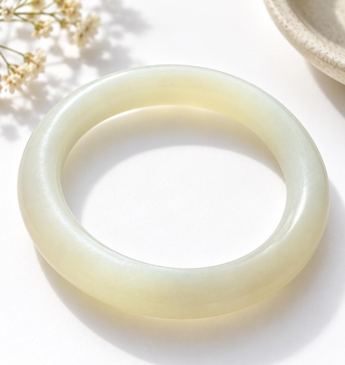 White Nephrite Bangle, 56 mm