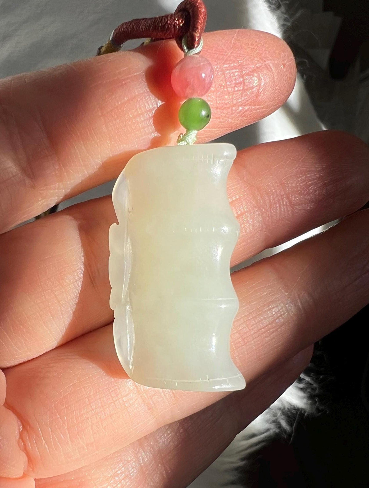 Carved Nephrite Bamboo Necklace