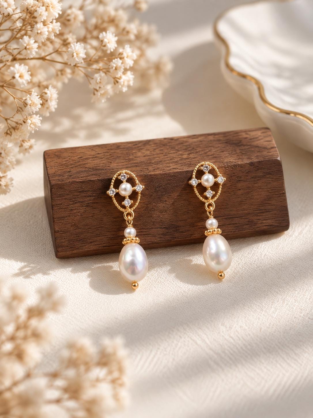 Vintage-Inspired Pearl Dangle Earrings