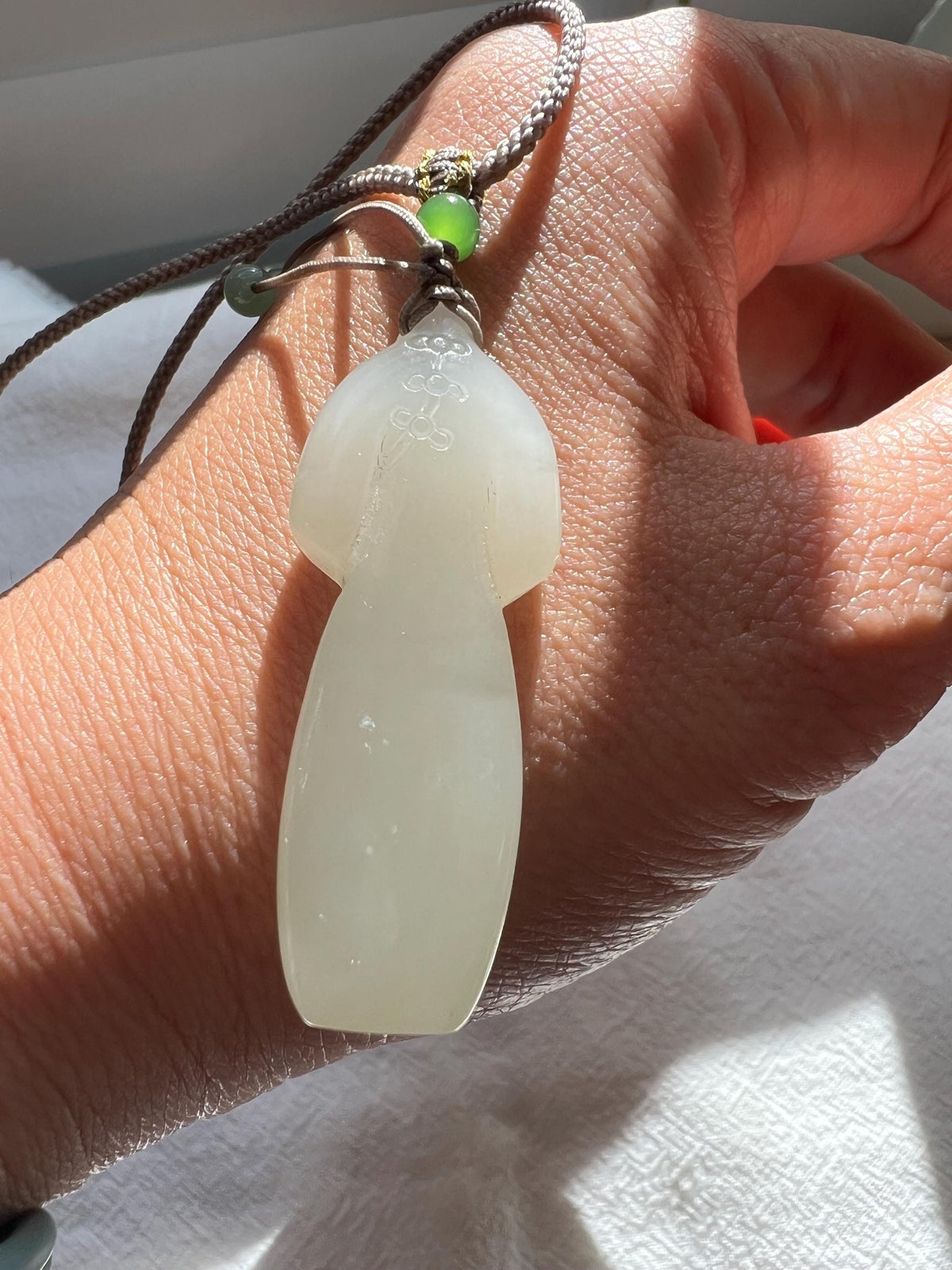 White Nephrite Qipao Pendant