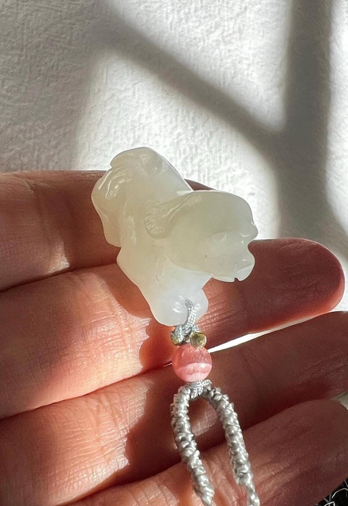 White Nephrite Puppy Pendant