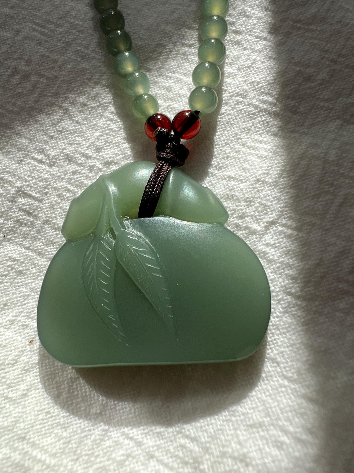 Nephrite Bamboo Necklace with Amber
