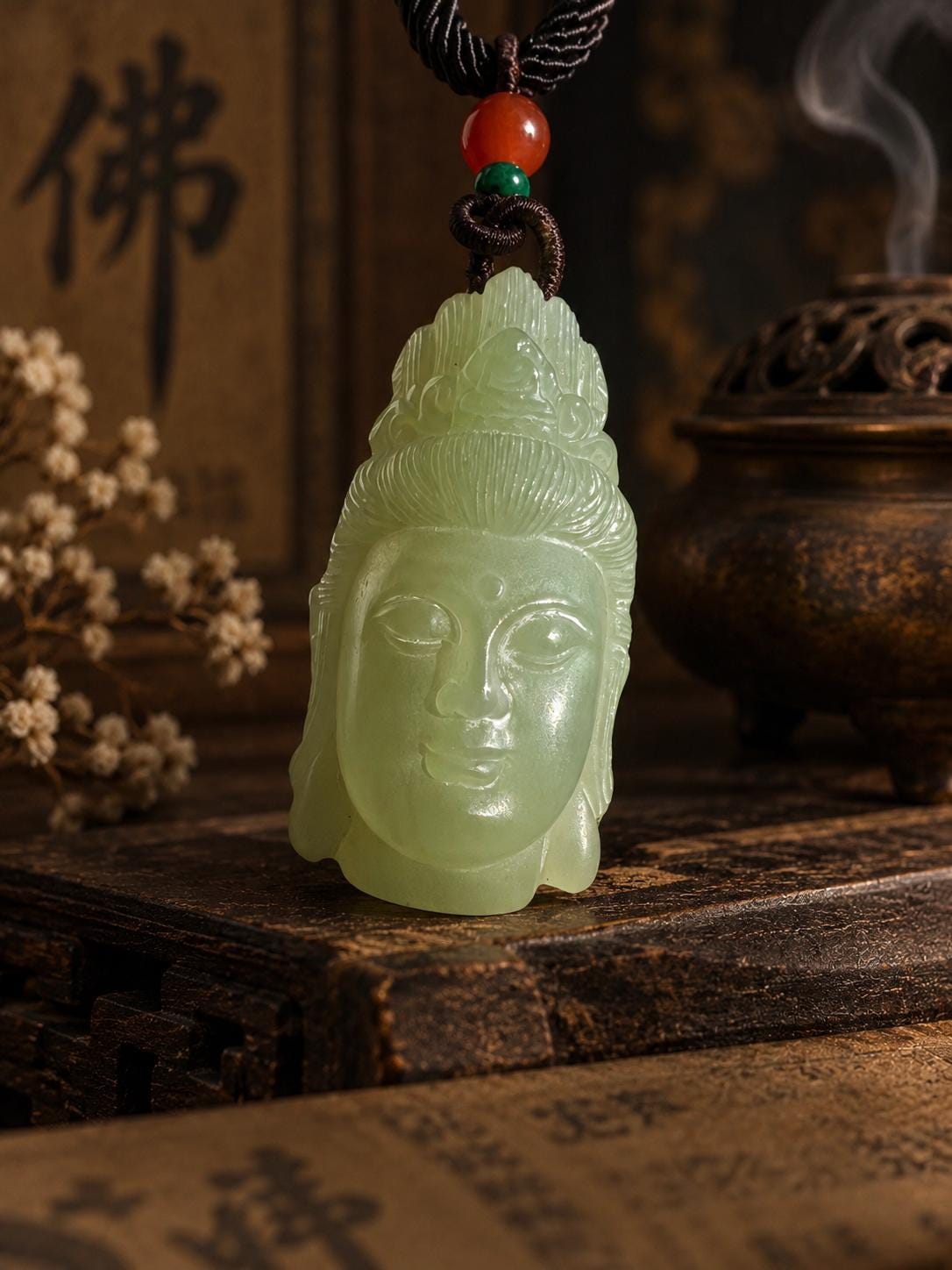 Nephrite Buddha Head Pendant