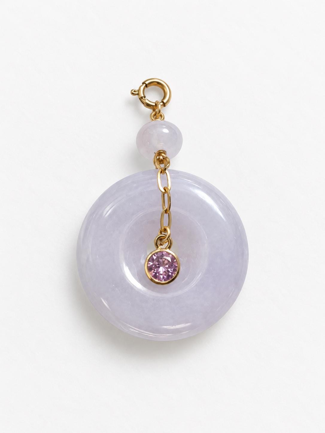Lavender Jadeite Donut & Gemstone Pendant