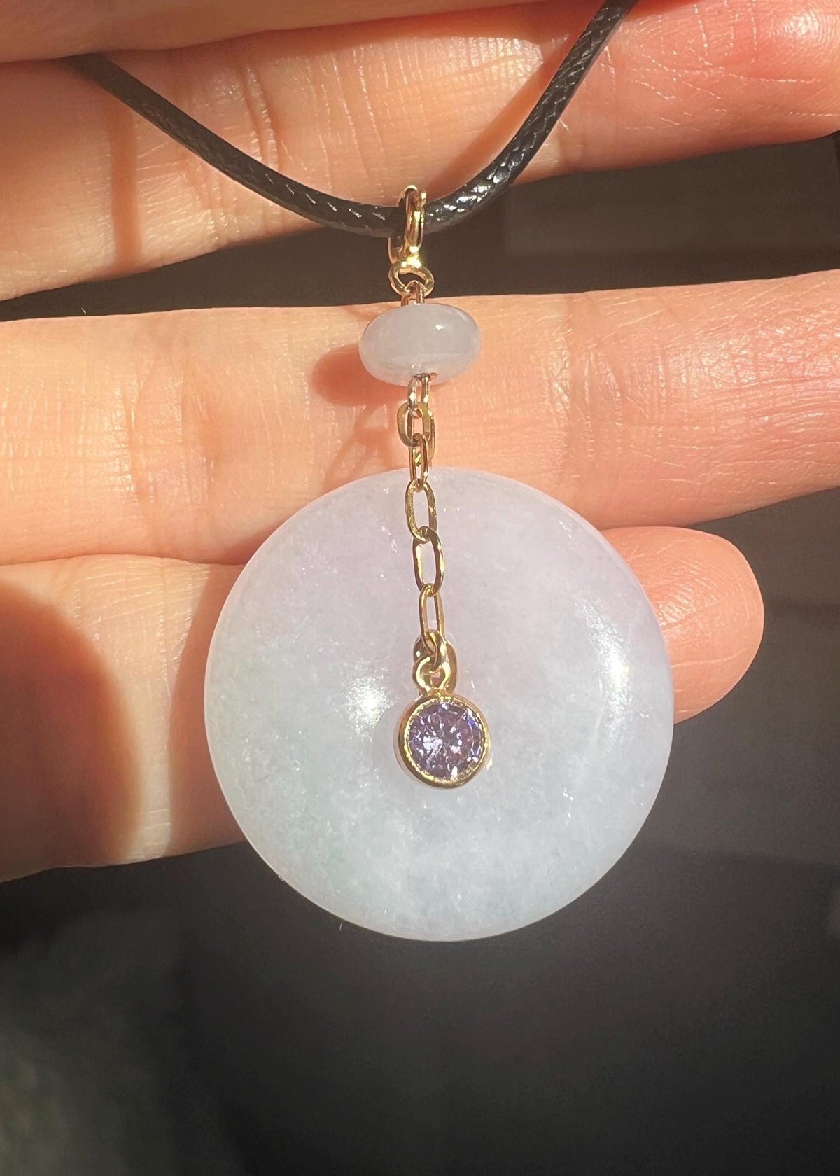 Lavender Jadeite Donut & Gemstone Pendant