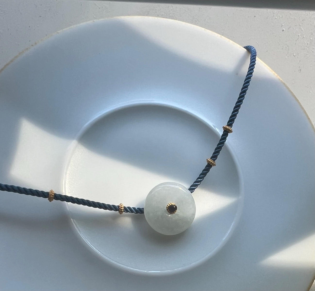 Jadeite Peace Donut Cord Bracelet