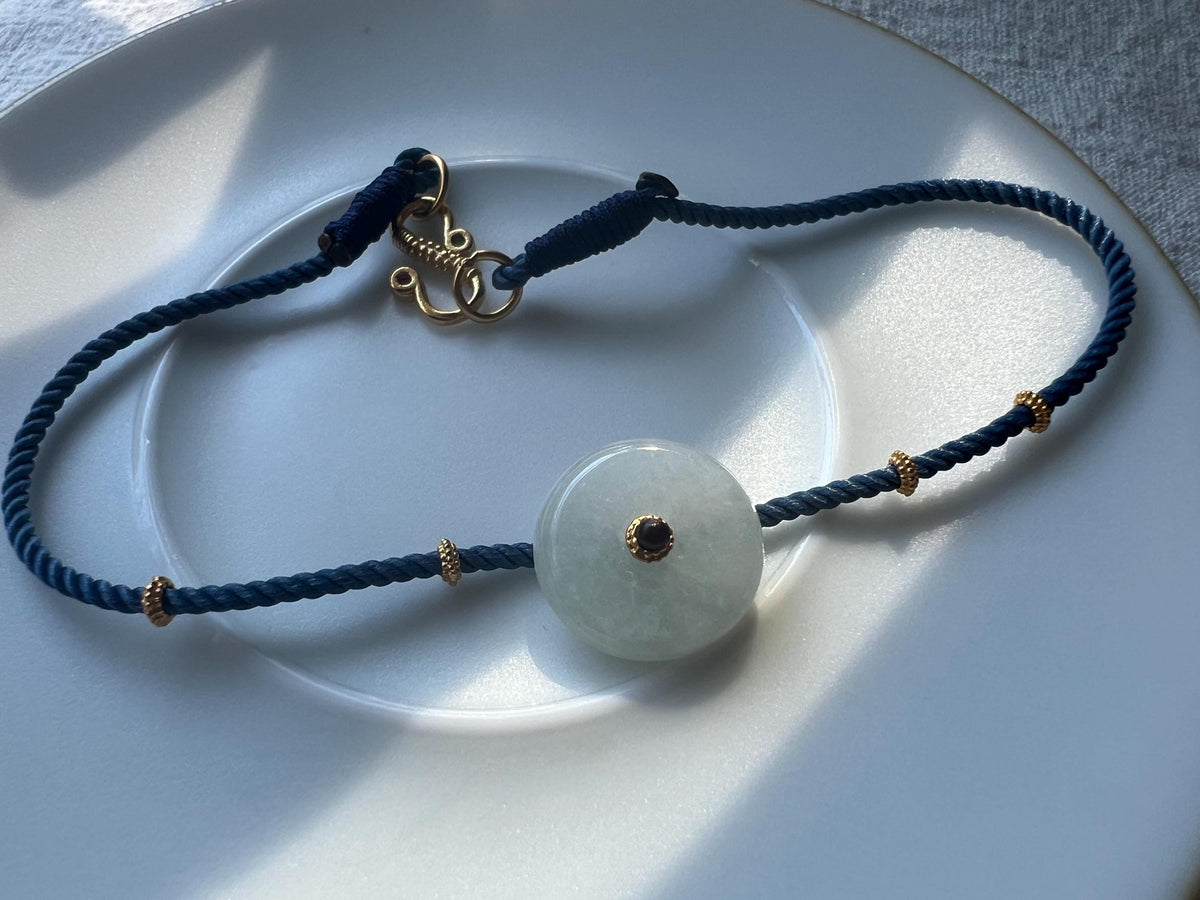 Jadeite Peace Donut Cord Bracelet