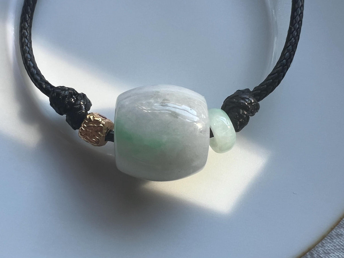 Green Jadeite Barrel Cord Necklace
