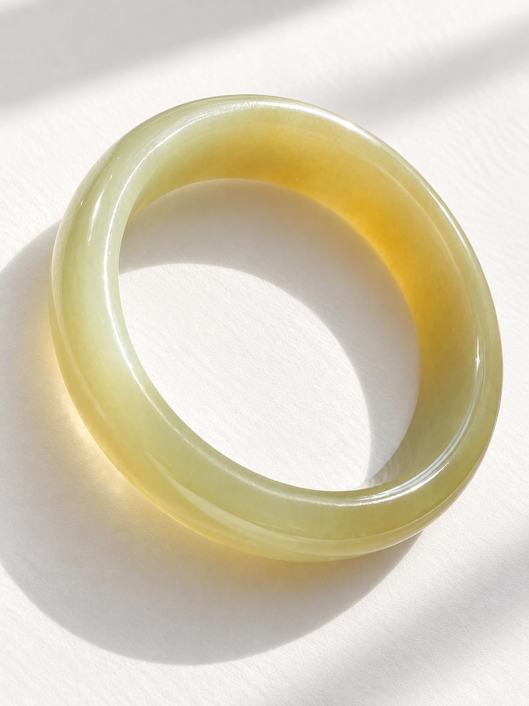 Smooth Yellow Nephrite Bangle, 56 mm