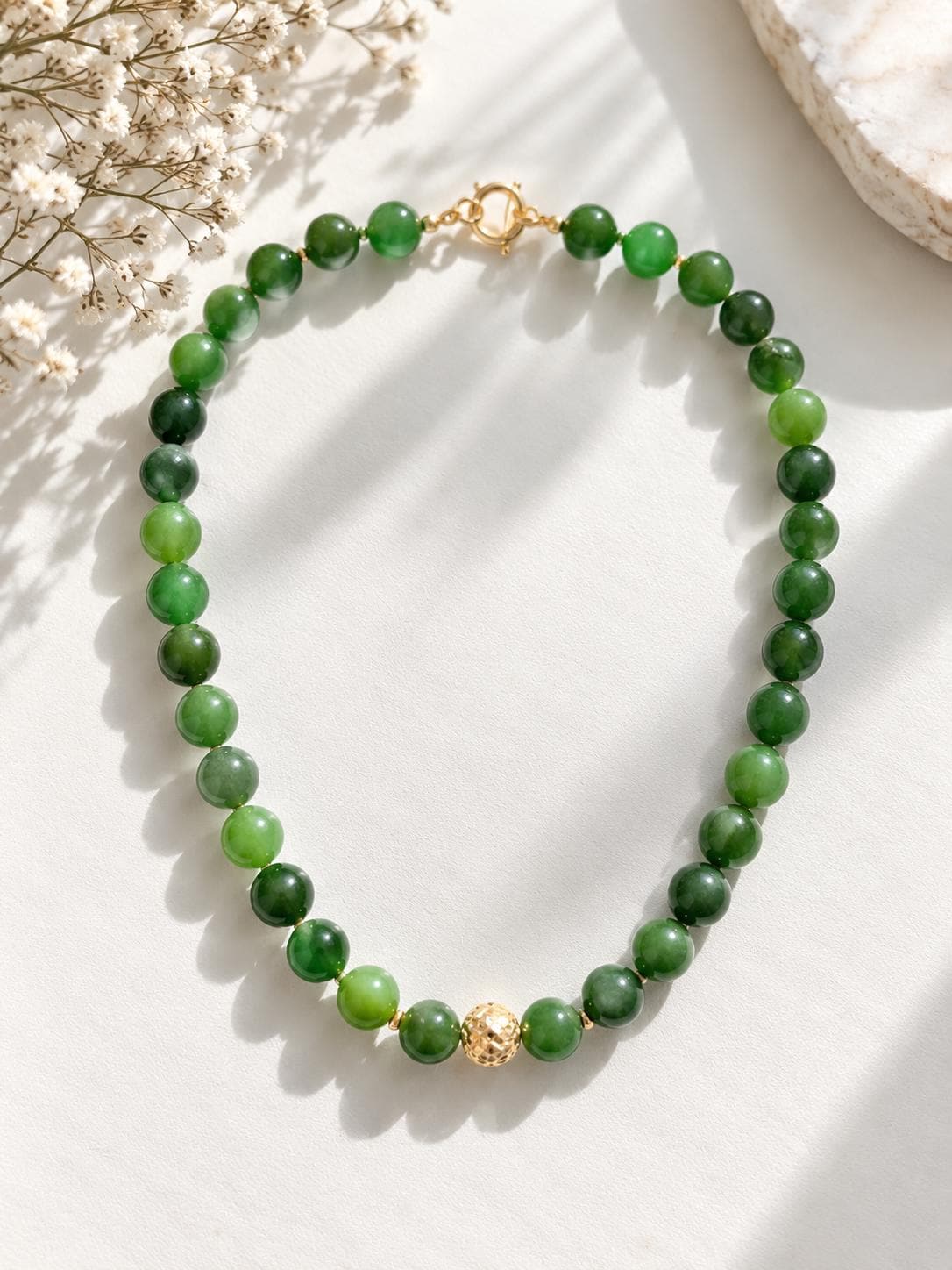 Green Jade Bead Necklace