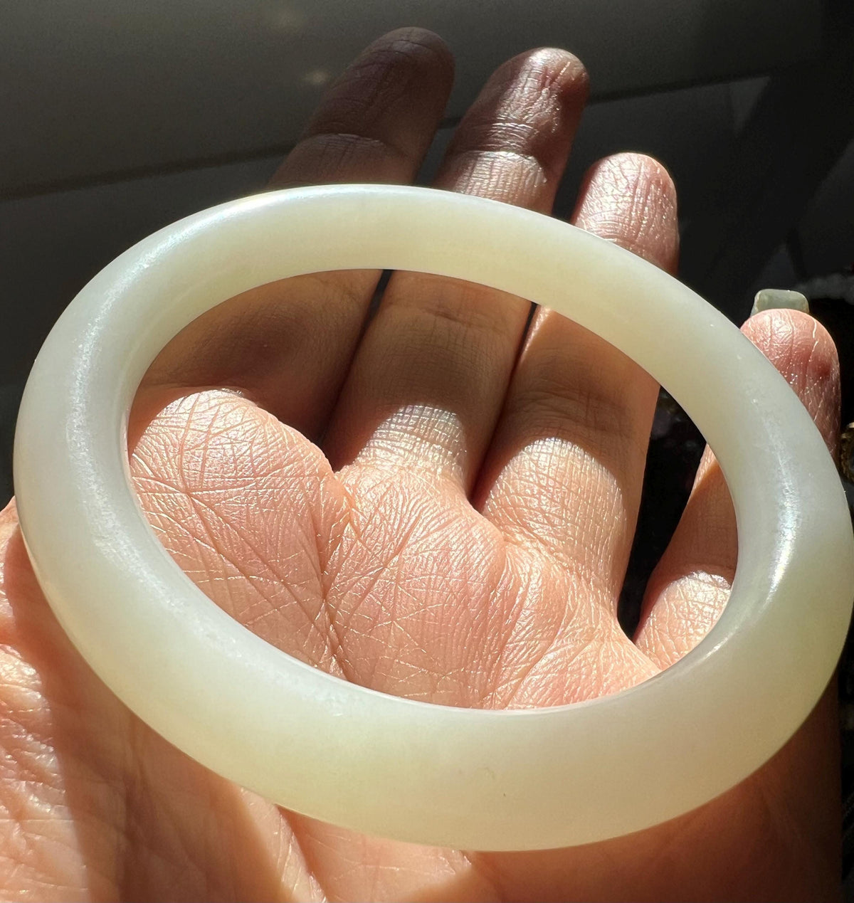 White Nephrite Bangle, 56 mm