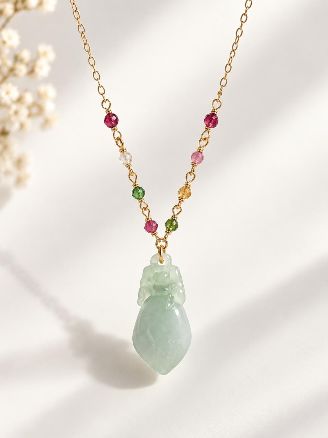 Jadeite & Multicolor Tourmaline Necklace
