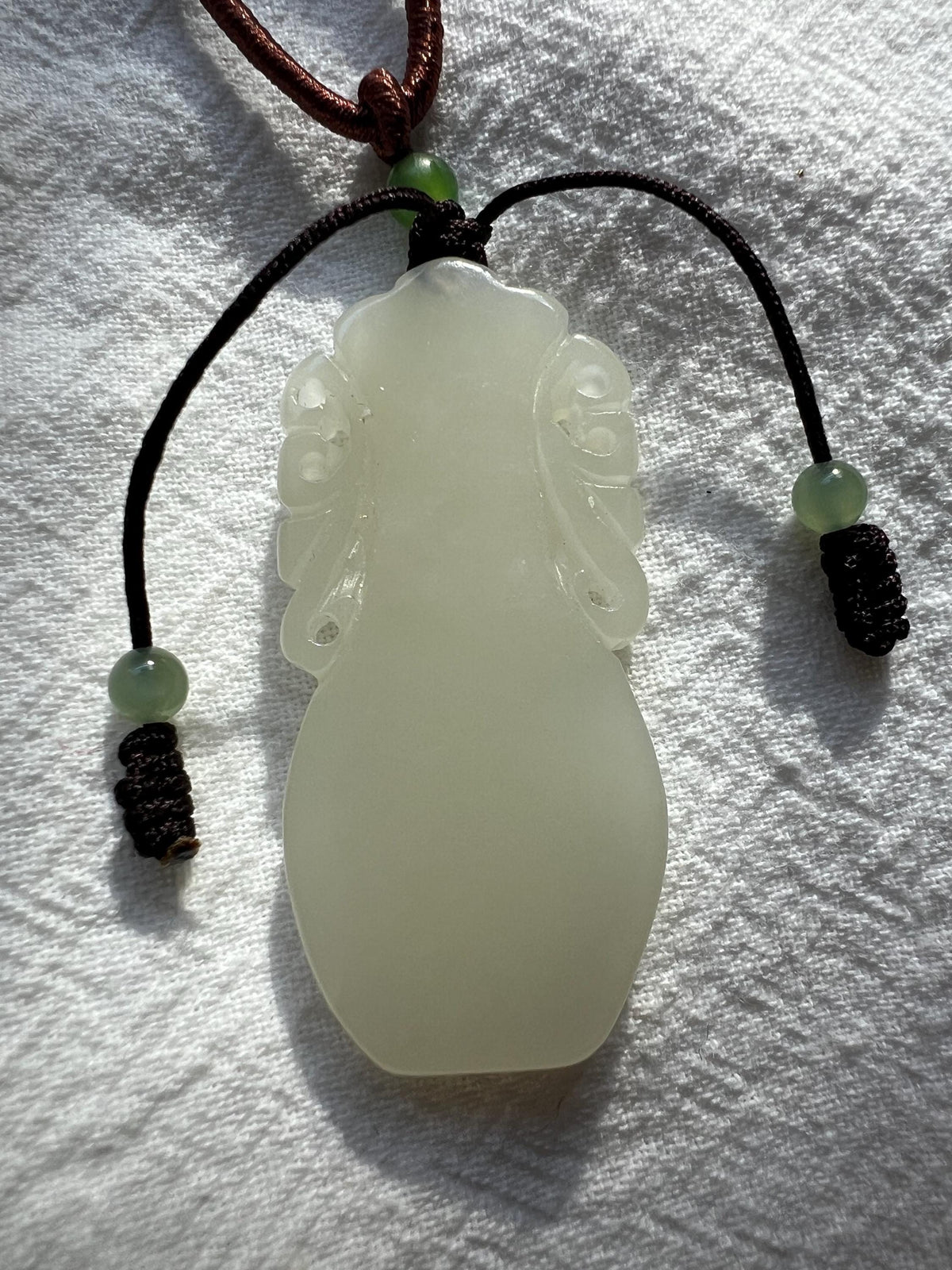 White Nephrite Vase Pendant Necklace