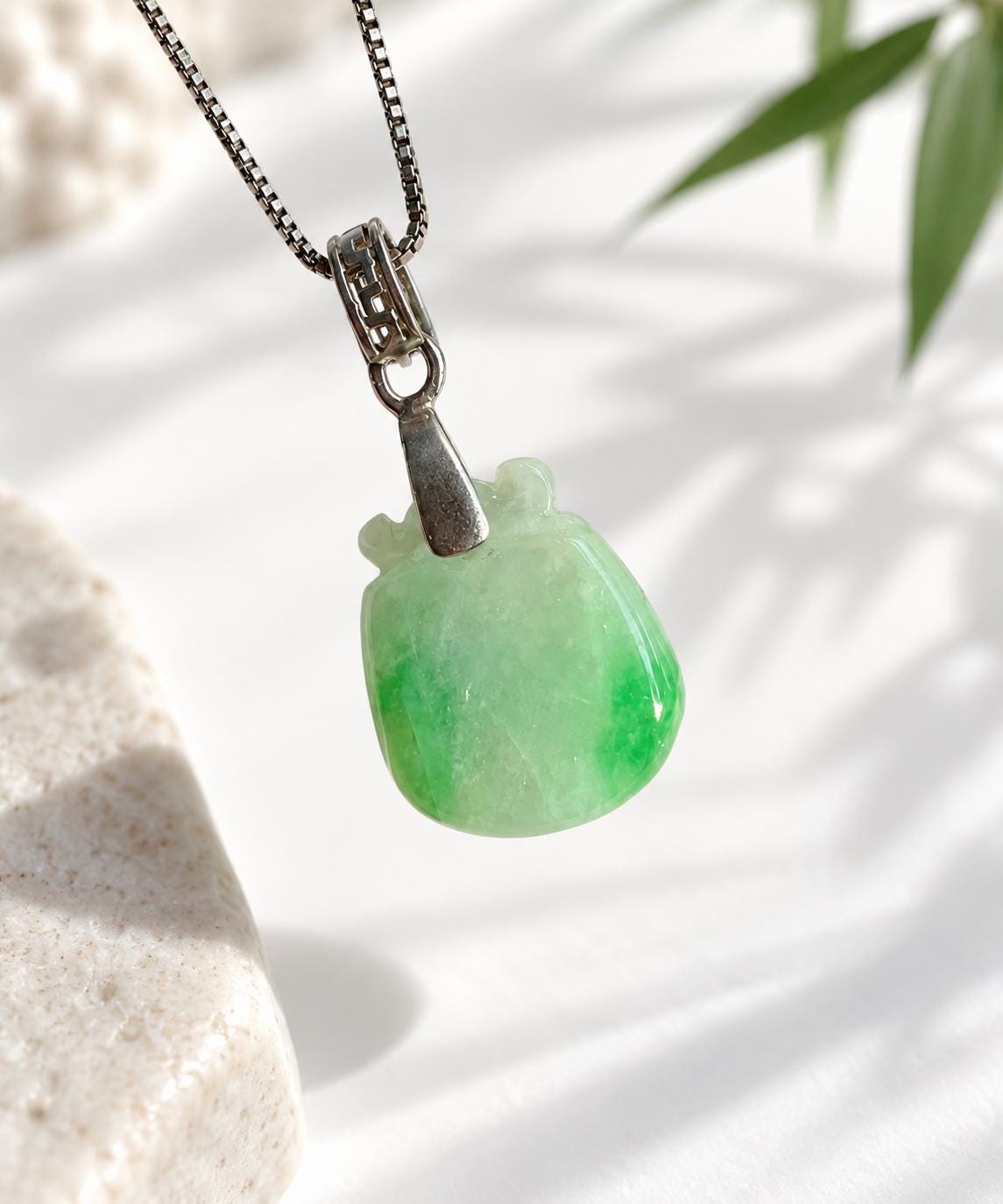 Green Jadeite Lucky Pouch Necklace