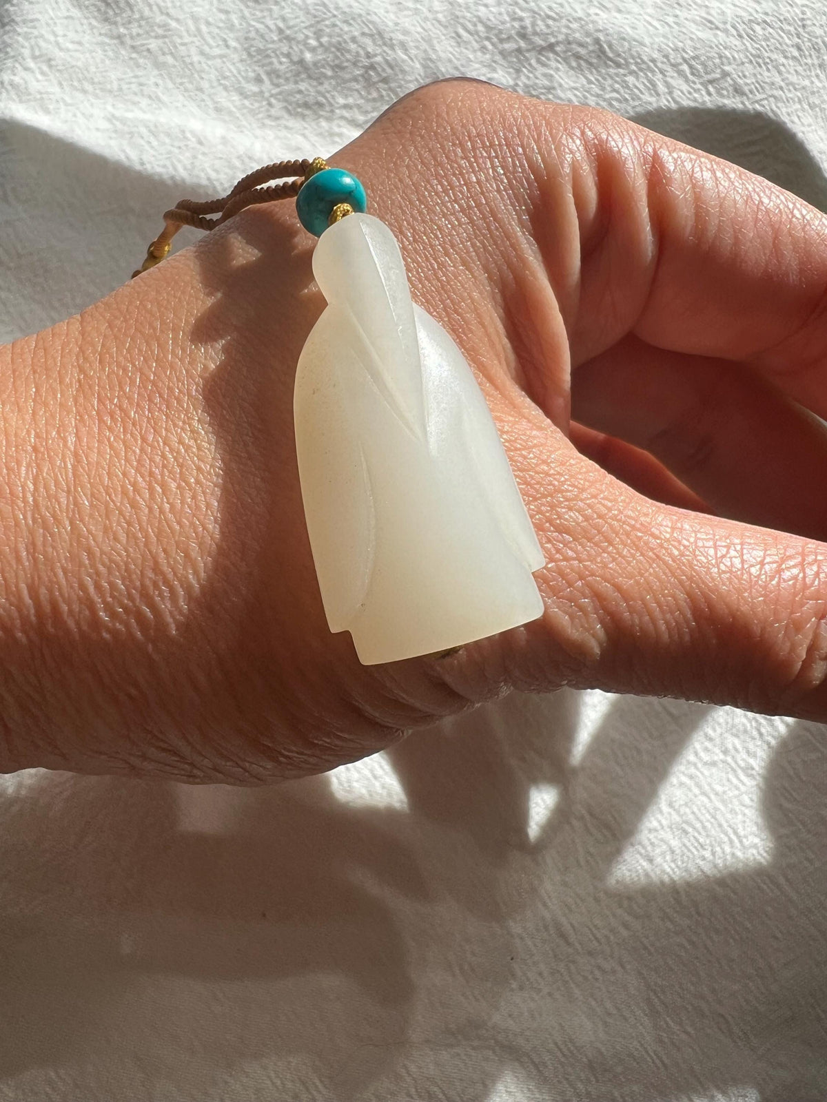 White Nephrite Weng Zhong Pendant