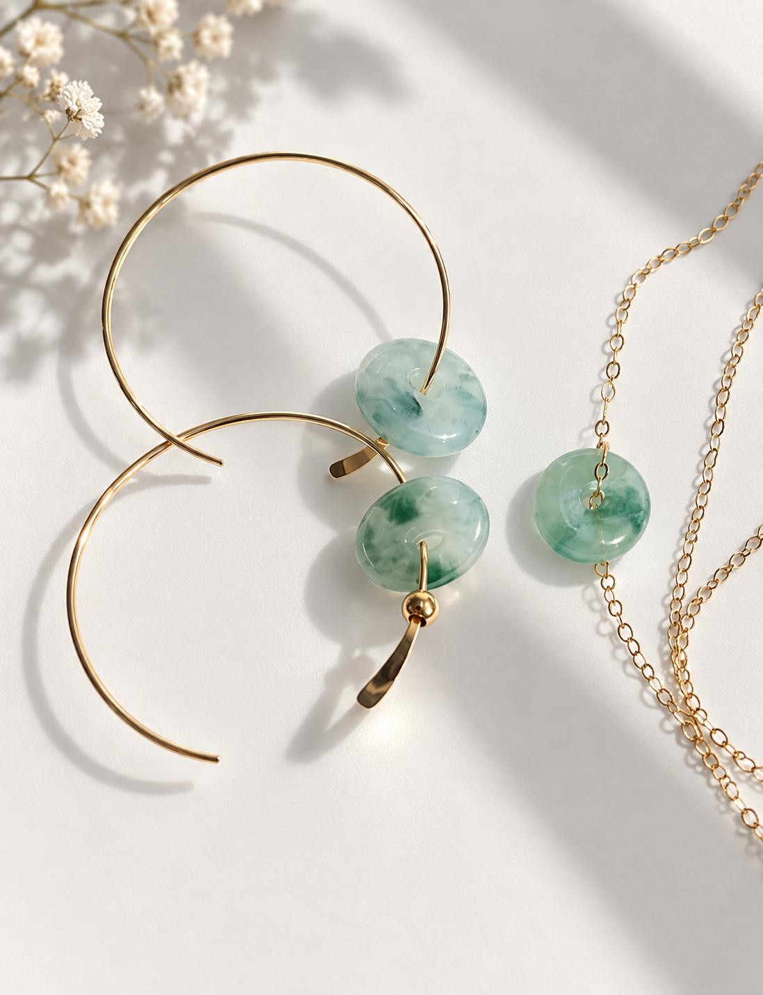 Jadeite Donut Earrings & Necklace Options