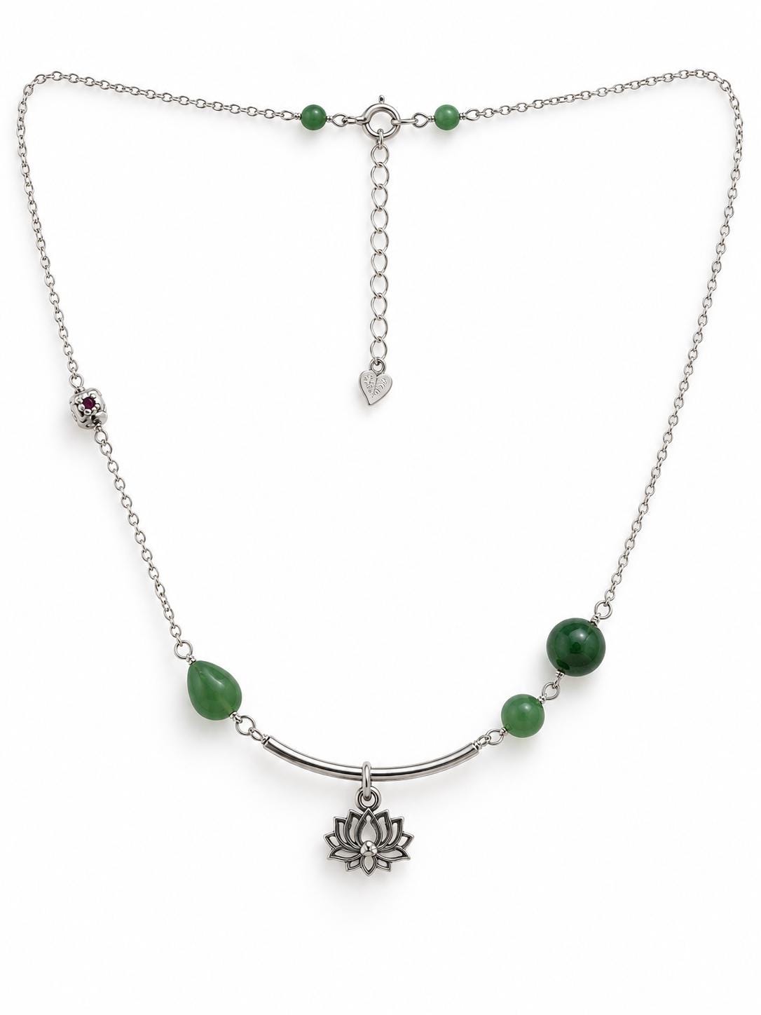 Green Nephrite Lotus or Star Necklace