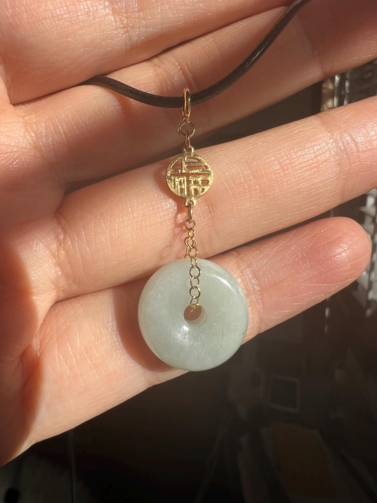 Green Jadeite Peace Donut Pendant