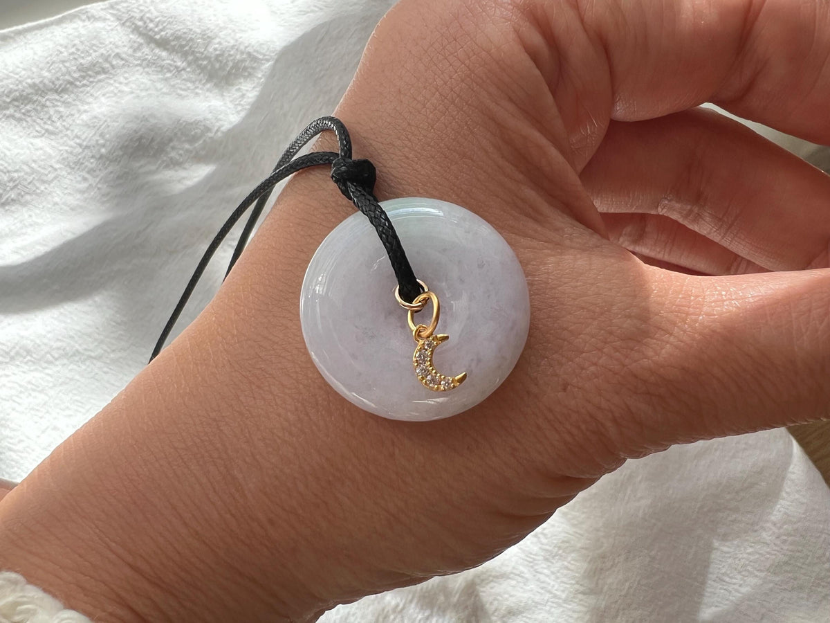 Lavender-Green Jadeite Moon Pendant