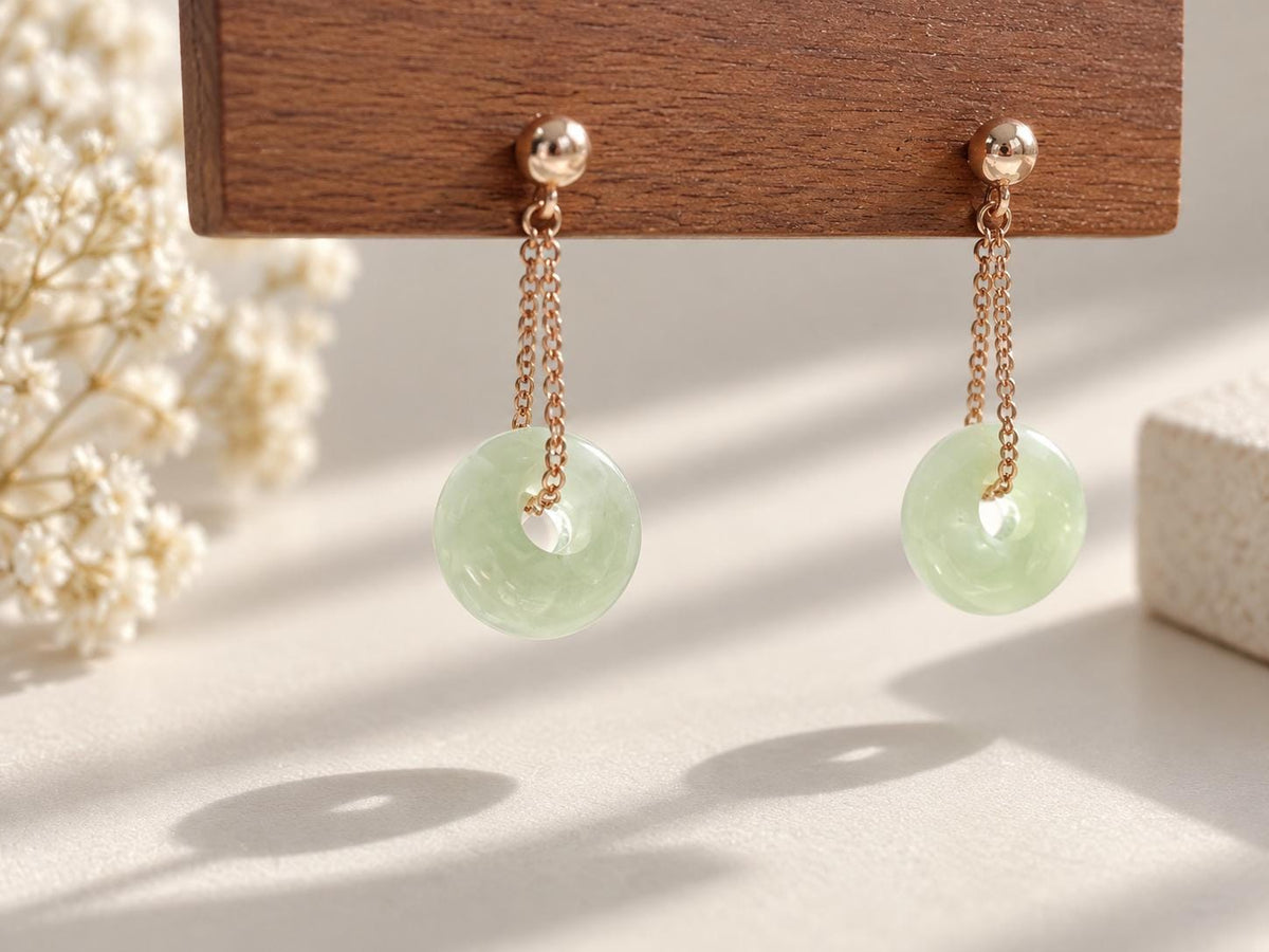 Jadeite Donut Drop Earrings