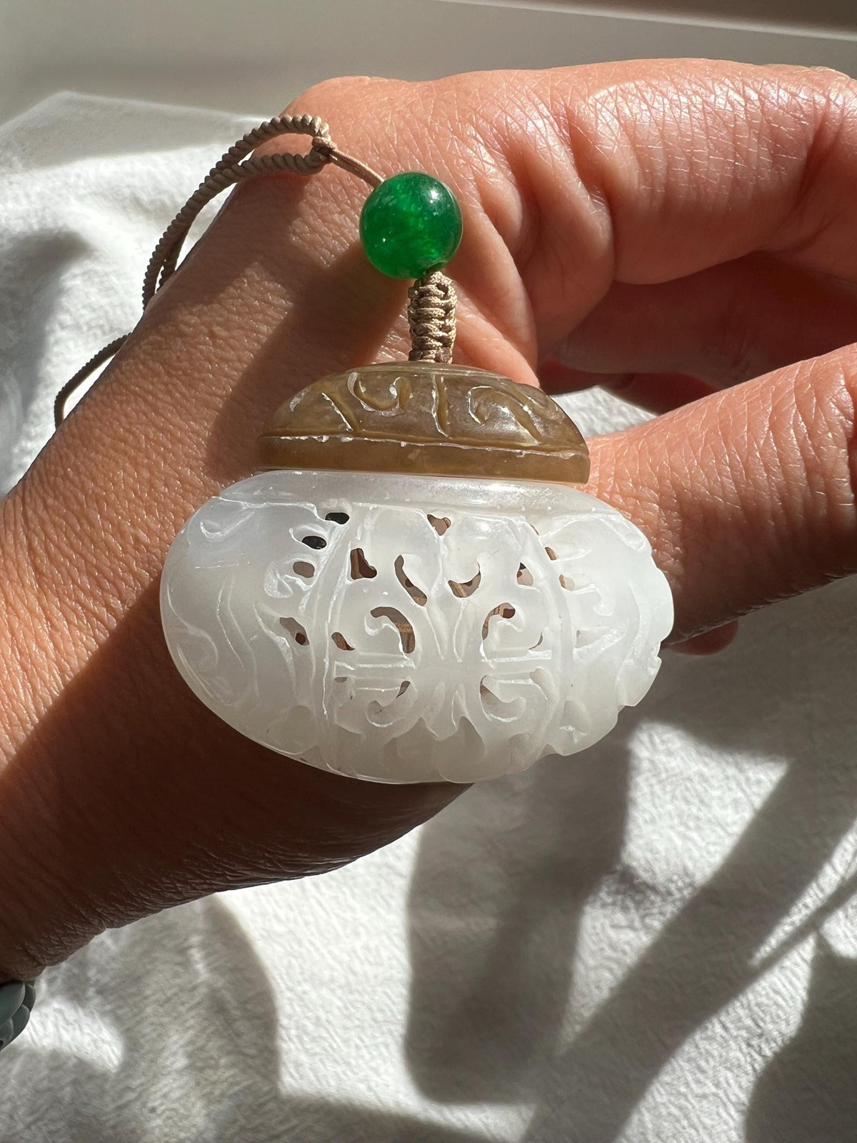 Carved Nephrite Fragrance Locket